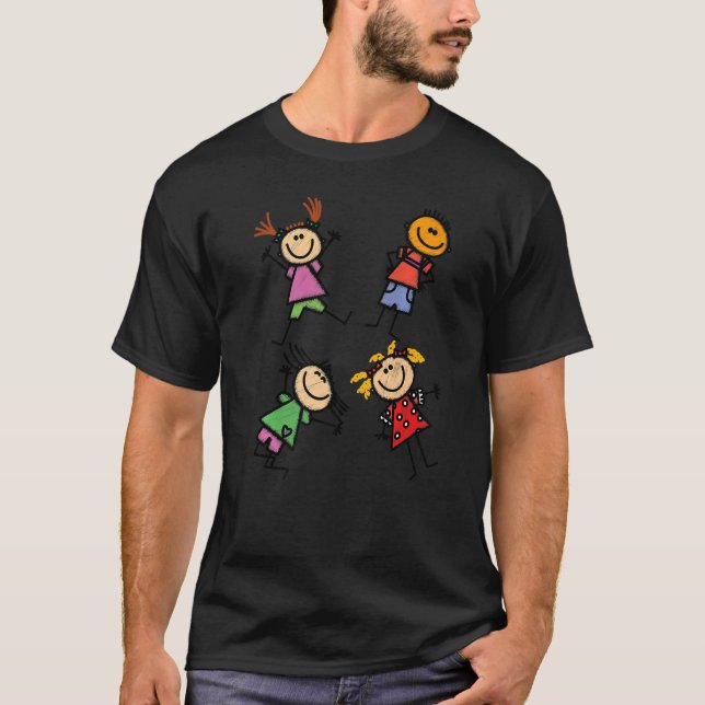 Cheerful Romping Children Rejoice T Shirt (Framsida)