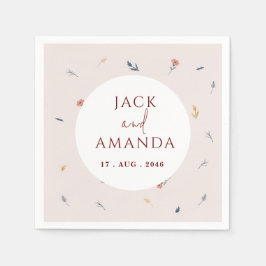 Cheerful Rosa Blommigt Bröllop Napkins Pappersservett