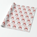 Cheerful Rosa och Red Santa | ho ho ho ho Presentpapper<br><div class="desc">Den här pappra omslutningen har ett glatt Jultomten med en bubbla för rosa-samtal med ord ho,  ho i vit text. Mönster är på vit bakgrund.</div>