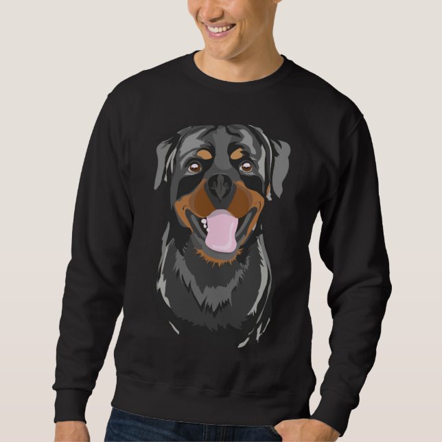 Cheerful Rottweiler Lycklig Lång Ärmad Tröja (Framsida)
