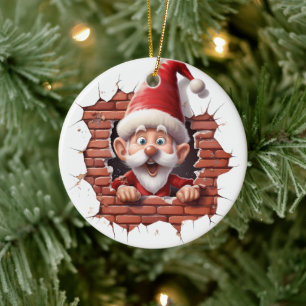 Cheerful Santa - 3D Julgransprydnad Keramik