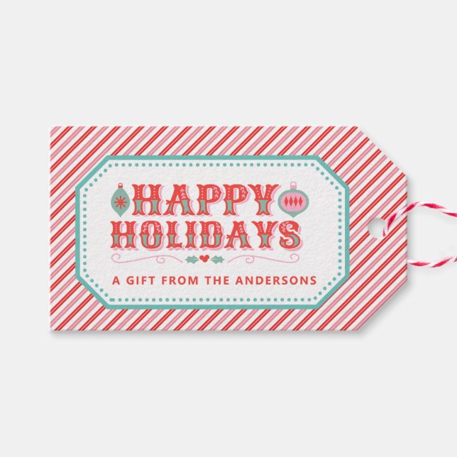 Cheerful Santa Ansikte | Glad helg Presentetikett (Framsidan (Horizontal))