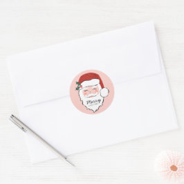 Cheerful Santa Ansikte | GOD JUL Runt Klistermärke