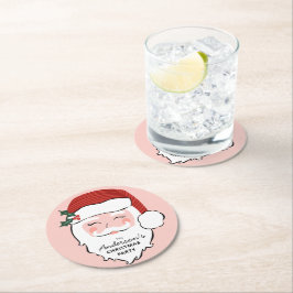 Cheerful Santa Ansikte | Jul Party Underlägg Papper Rund