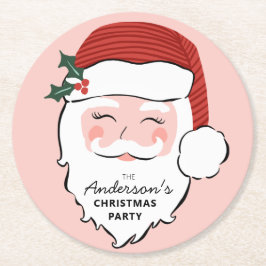 Cheerful Santa Ansikte | Jul Party Underlägg Papper Rund