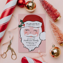 Cheerful Santa Ansikte | Rosa och Röda | Från tomt