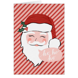 Cheerful Santa Ansikte | Rosa och Röda | Hälsningskort