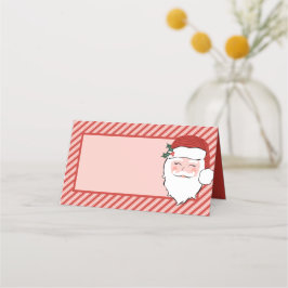 Cheerful Santa Ansikte | Rosa och Röda Rand Placeringskort