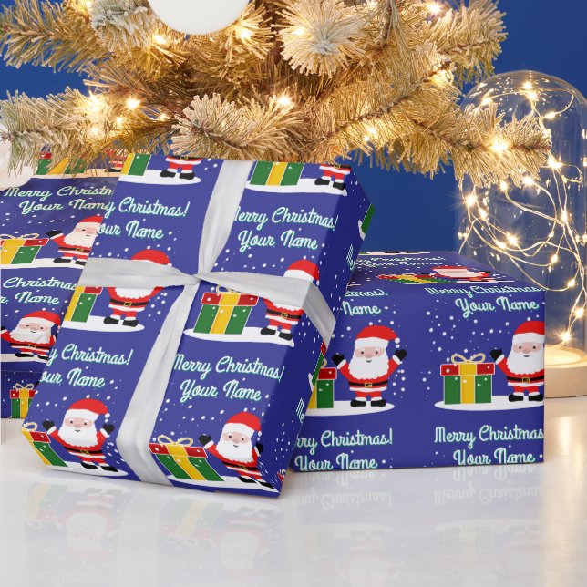 Cheerful Santa Claus cartoon with gift Christmas Presentpapper (Helgdagar)