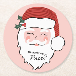 Cheerful Santa | Naughty eller Nice Underlägg Papper Rund
