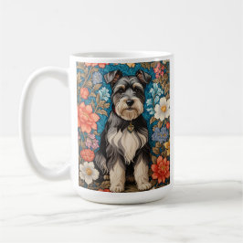 Cheerful Schnauzer William Morris Inspired Floral Kaffemugg