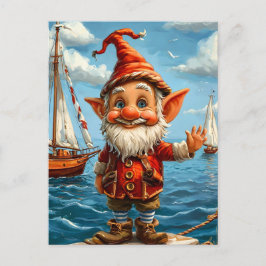 Cheerful Sea Gnome: Hälsning vid Pier. Vykort
