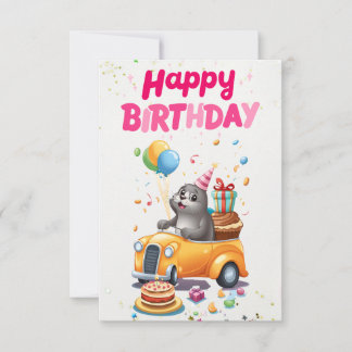 Cheerful Seal Hälsning Card Inbjudningar