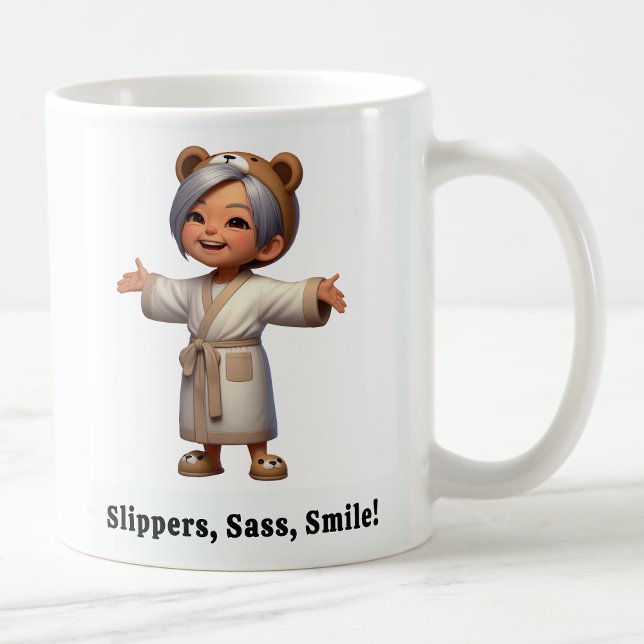 Cheerful Senior Citizen i en Mysigt Robe Kaffemugg (Skapare uppladdad)