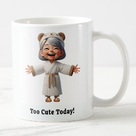 Cheerful Senior Citizen i en Mysigt Robe Kaffemugg