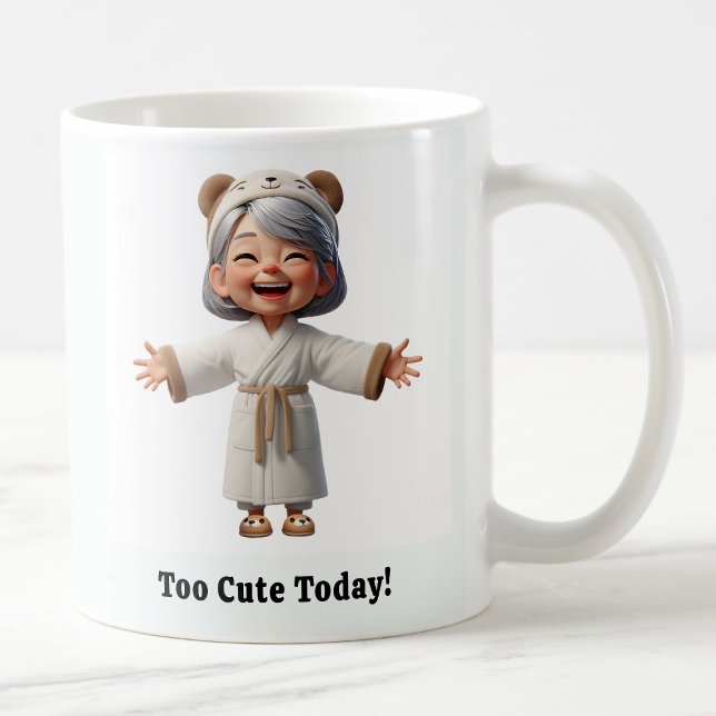 Cheerful Senior Citizen i en Mysigt Robe Kaffemugg (Skapare uppladdad)