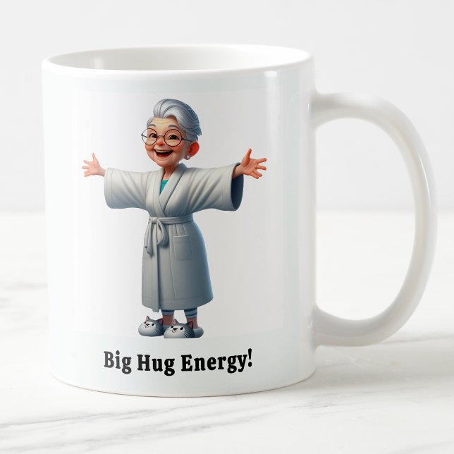 Cheerful Senior Citizen i en Mysigt Robe Kaffemugg (Skapare uppladdad)