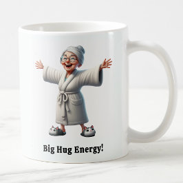 Cheerful Senior Citizen i en Mysigt Robe Kaffemugg