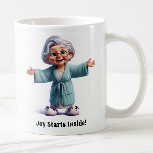 Cheerful Senior Citizen in Mysigt Attire Kaffemugg (Skapare uppladdad)
