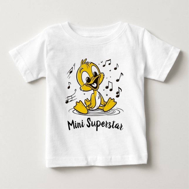 Cheerful Singing Duckling Musical Cartoon 🐥🎶 T Shirt (Framsida)