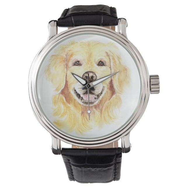Cheerful Smiling Golden Retriever Hund Pet Animal Armbandsur (Framsida)