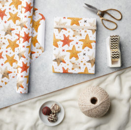 Cheerful Smiling Red and Gult Stars Kids Presentpapper