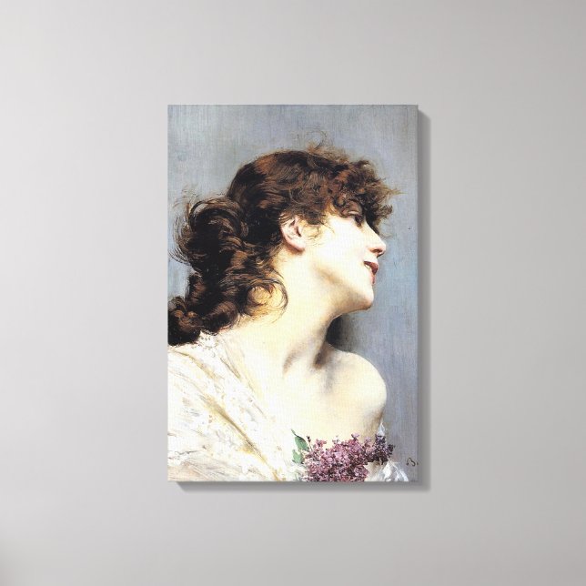 Cheerful Smiling Young Woman (av Giovanni Boldini) Canvastryck (Framsida)