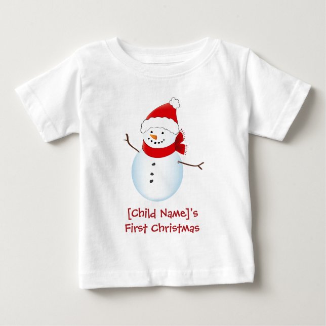 Cheerful Snögubbe Baby Första julskirt Tee (Framsida)