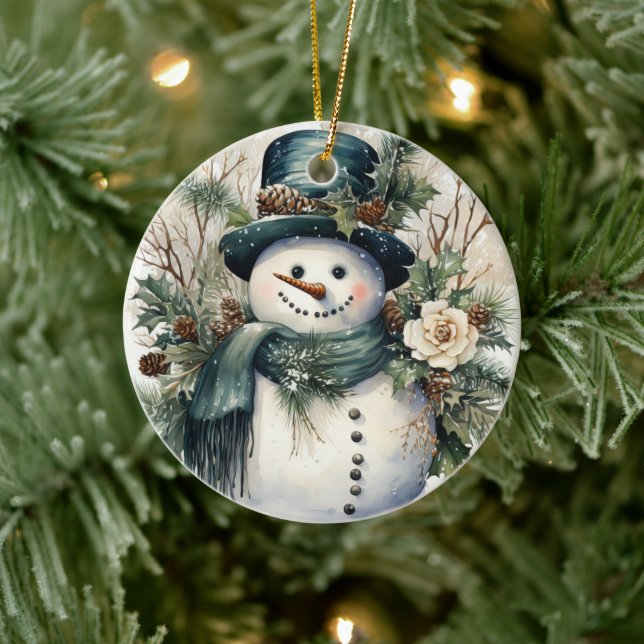 Cheerful Snögubbe-jul Julgransprydnad Keramik (Träd)