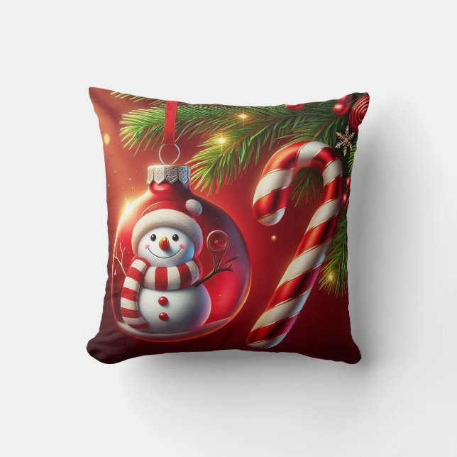 Cheerful Snögubbe Kudde (Framsida)