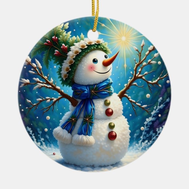 Cheerful Snögubbe Ornament (Framsidan)