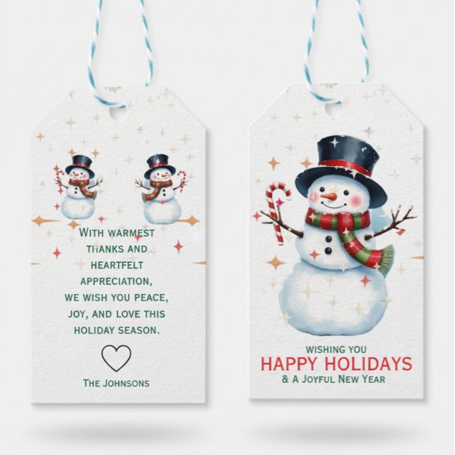 Cheerful Snowman Christmas gift tags Presentetikett (Skapare uppladdad)