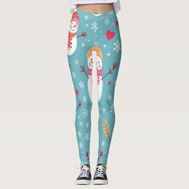 Cheerful Snowmen Leggings (Framsida)