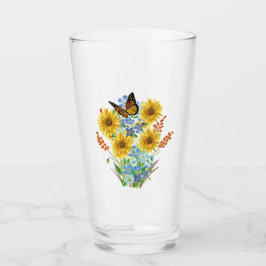 Cheerful Solros och Butterfly Bouquet Kitchen Glaskopp