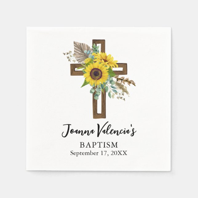 Cheerful Solros Rustic Boho Mörk Wooden Kor Pappersservett (Framsidan)