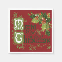 Cheerful Sprigs of Holly in Red Background