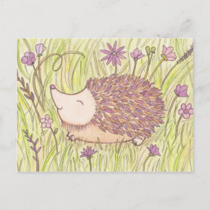 Cheerful Springtime Hedgehog Vykort