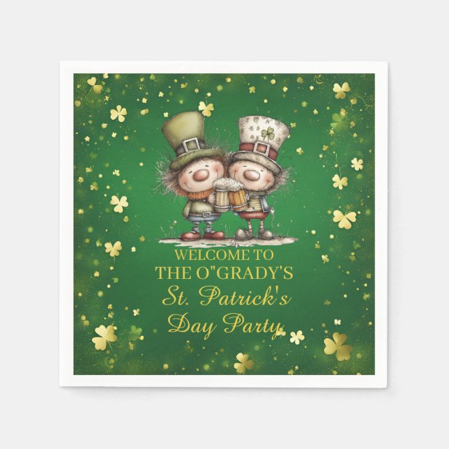 Cheerful St. Patrick’s Day Party Illustration Pappersservett (Framsidan)