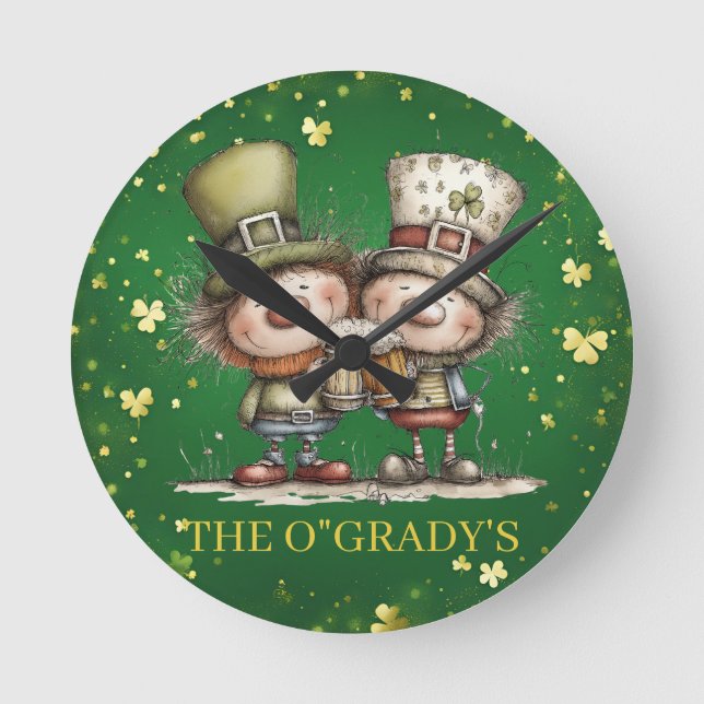 Cheerful St. Patrick’s Day Party Illustration Rund Klocka (Framsida)