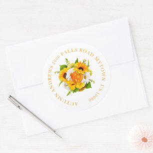 CHEERFUL SUNFLOWER BLOMMIGT NAMN & ADRESS RUNT KLISTERMÄRKE