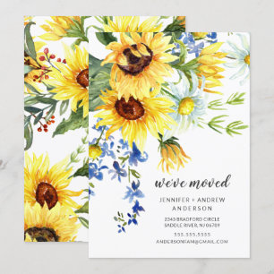 Cheerful Sunros Bouquet Flytta Announcement Inbjudningar