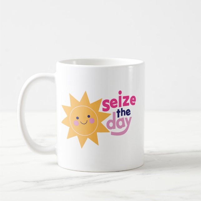Cheerful Sunshine Motivation Smiling Sol Phrase Kaffemugg (Vänster)