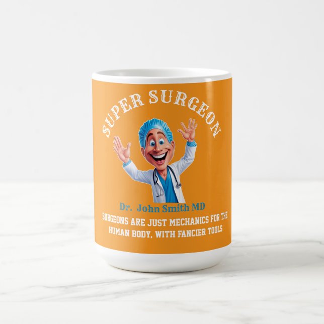 Cheerful Surgeon Cartoon Art for Medical Heroes Kaffemugg (Center)