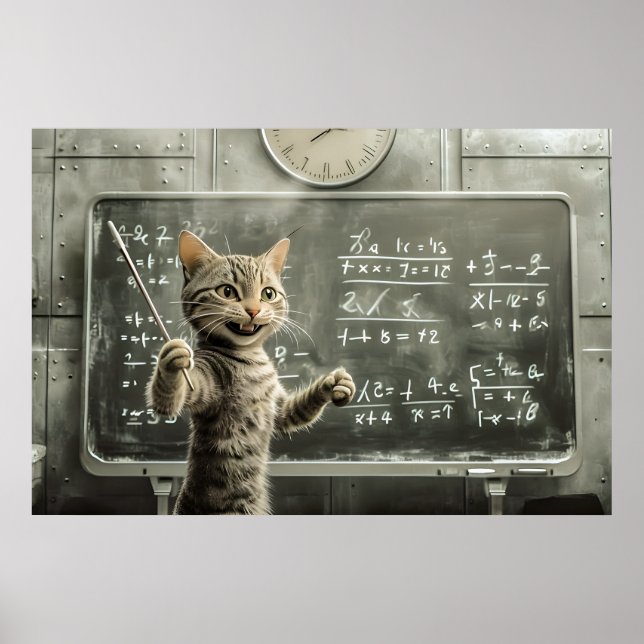 Cheerful Tabby katt undervisningsmatematik i klass Poster (Framsidan)