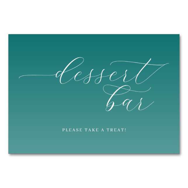 Cheerful Teal Gradient Dessert Bar Sign Bordsnummer (Framsidan)