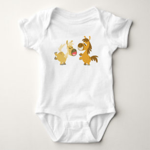 Cheerful Tecknad Ponies Baby Apparel Tee