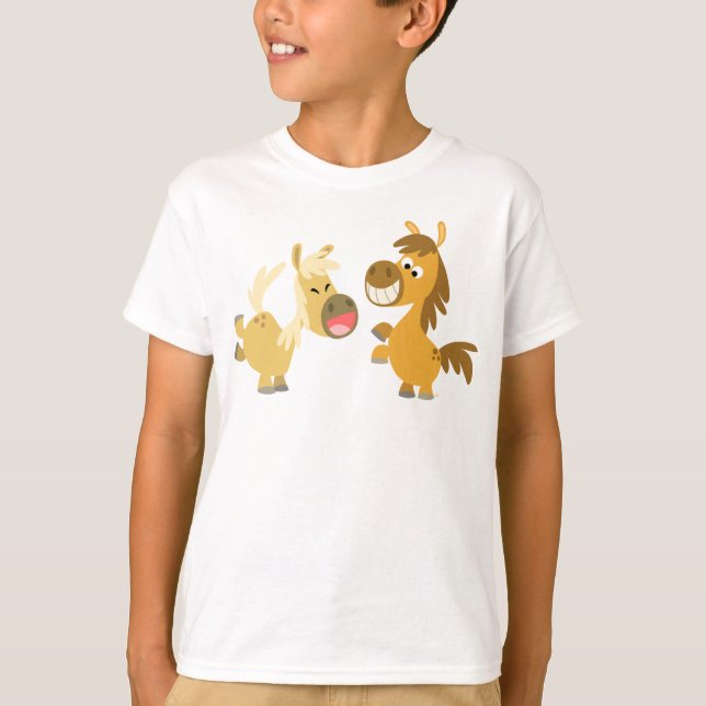Cheerful Tecknad Ponies Children T-shirt (Framsida)