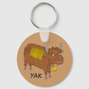 Cheerful tecknad yak nyckelring