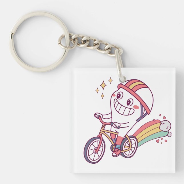 Cheerful Tecknade figurer på Cycle med regnbåge (Framsidan)