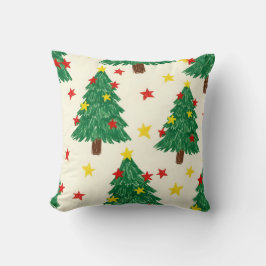 Cheerful Textured Christmas Star Repeating Design Kudde